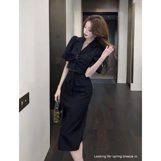 Set váy vest gắn nơ sang chảnh 1249