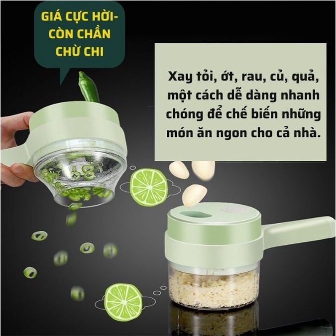 Máy Xay Thực Phẩm Đa Mini Cầm Tay Cắt Thái Rau Củ Xay Tỏi Ớt Cao Cấp Nhiều Cấp Độ Kho Sỉ GDBTHN