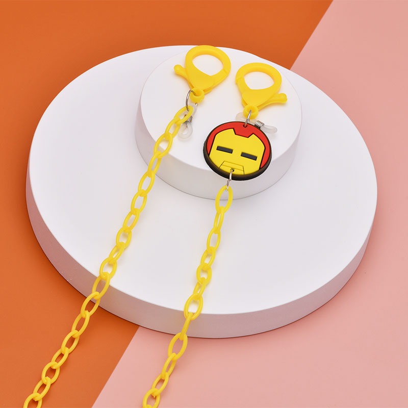 XiaoboACC Chuỗi Dây Đeo Giữ Khẩu Trang/ Kính Họa Tiết Siêu Anh Hùng Marvel Spider-Man Iron Man Captain America 50cm