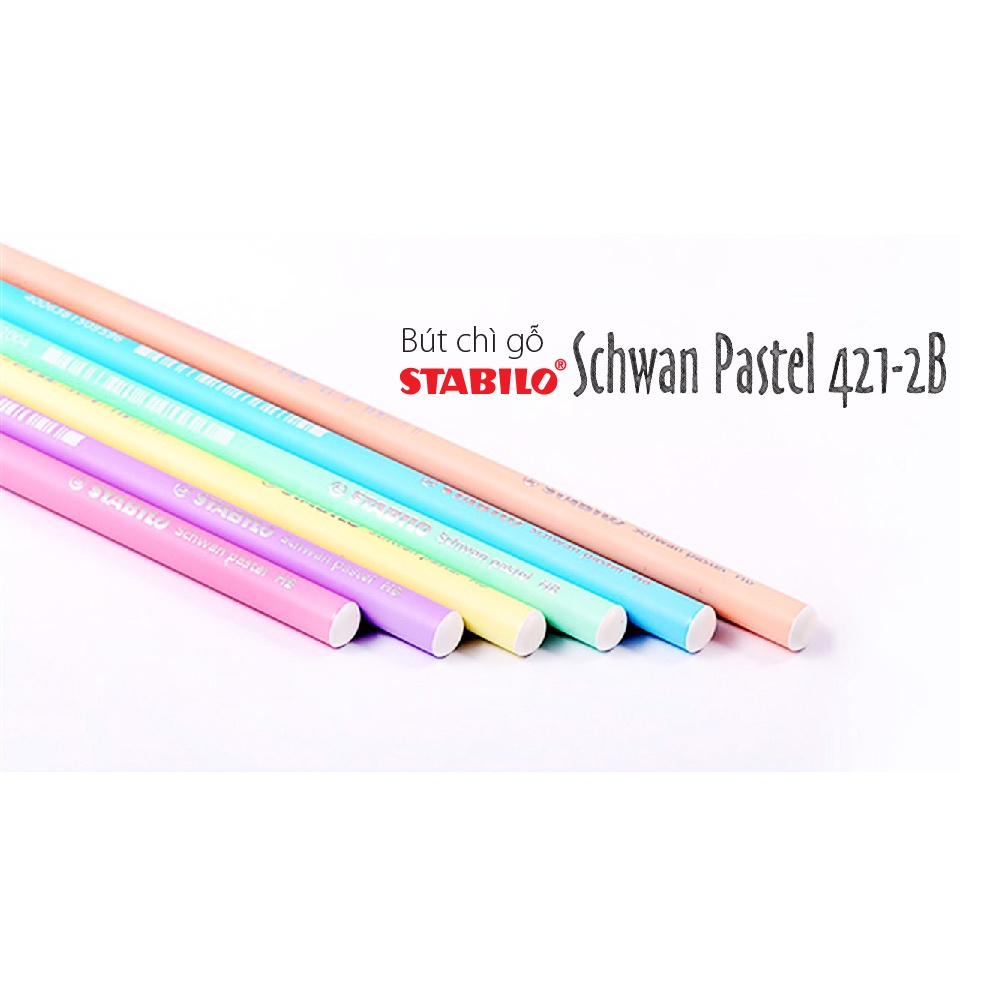 Combo 6 bút chì thân gỗ STABILO Schwan Pastel 421 2B + chuốt chì PS4538 – Màu vàng pastel (Pastel Yellow)