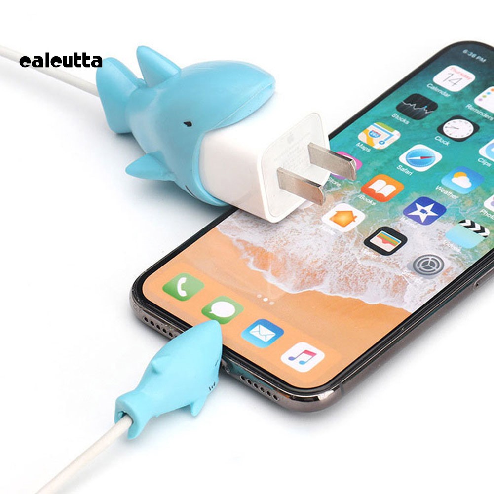 ✡SC✡Silicone Cartoon Animal Bite Data Charging Cable Wire Protector Cover Holder