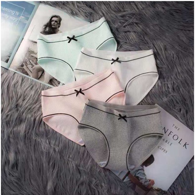 Quần lót nữ cotton tăm đính nơ siêu đẹp 026