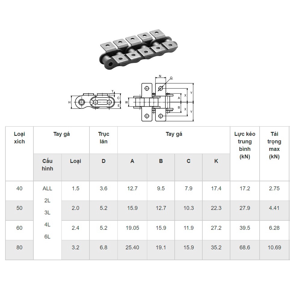 Xích tai gá 2 bên 40-1