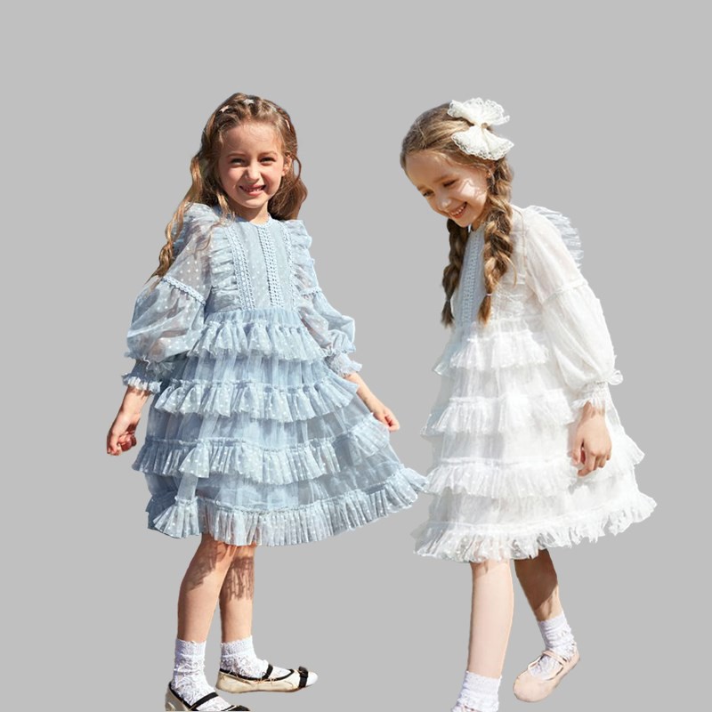 Đầm NNJXD phối ren tay dài xinh xắn dành cho bé gái