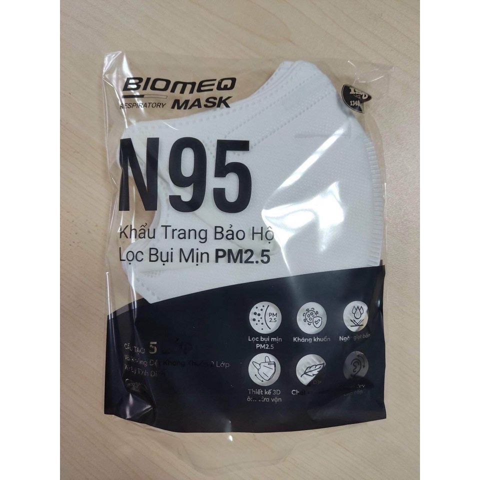 ✅ Khẩu Trang 3D N95- Biomeq MASK 5 Lớp (Hộp 30 Cái), Lọc Bụi PM2.5 Siêu Mịn 95% - VT0847