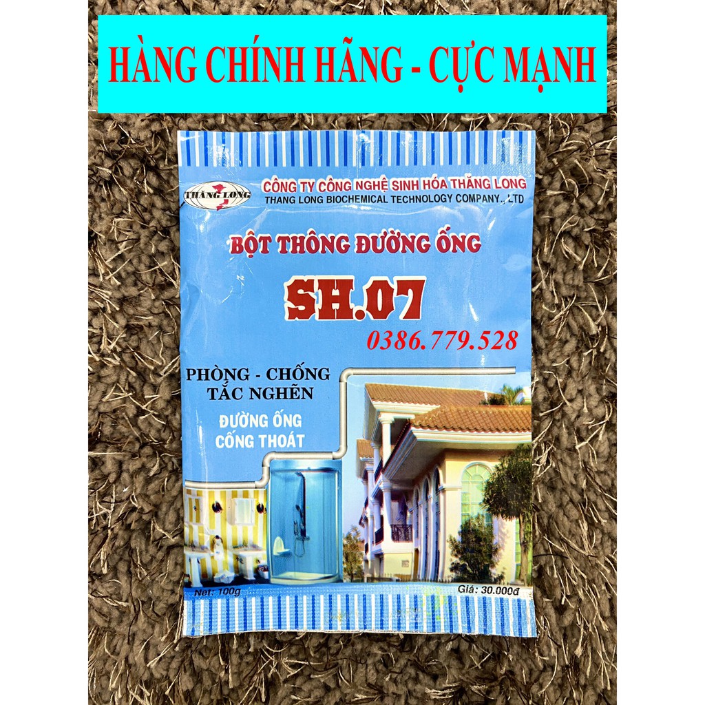 Bột Thông cống SH07 - Thông tắc Bồn cầu, bồn rửa mặt, cống - KHÔNG HIỆU QUẢ HOÀN TIỀN - Hàng chính hãng