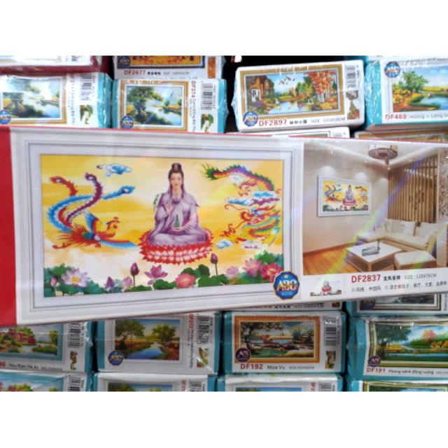 Tranh Đính Đá Cao Cấp Cao Cấp Phật Bà Quan Âm DF2837-120x70cm