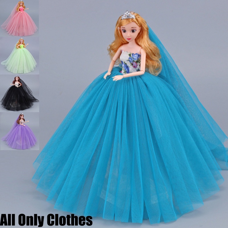 Đầm cưới màu sắc thời trang cho búp bê BJD30cm tỉ lệ 1/6