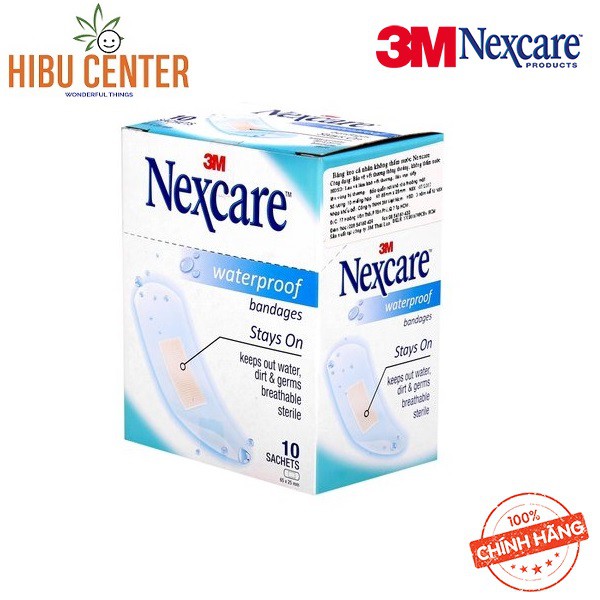 Hộp Băng keo cá nhân Chống thấm nước 25x65mm 3M Nexcare, 5 miếng/gói, 10 gói/hộp - XH002023410 –Hàng Chính Hãng