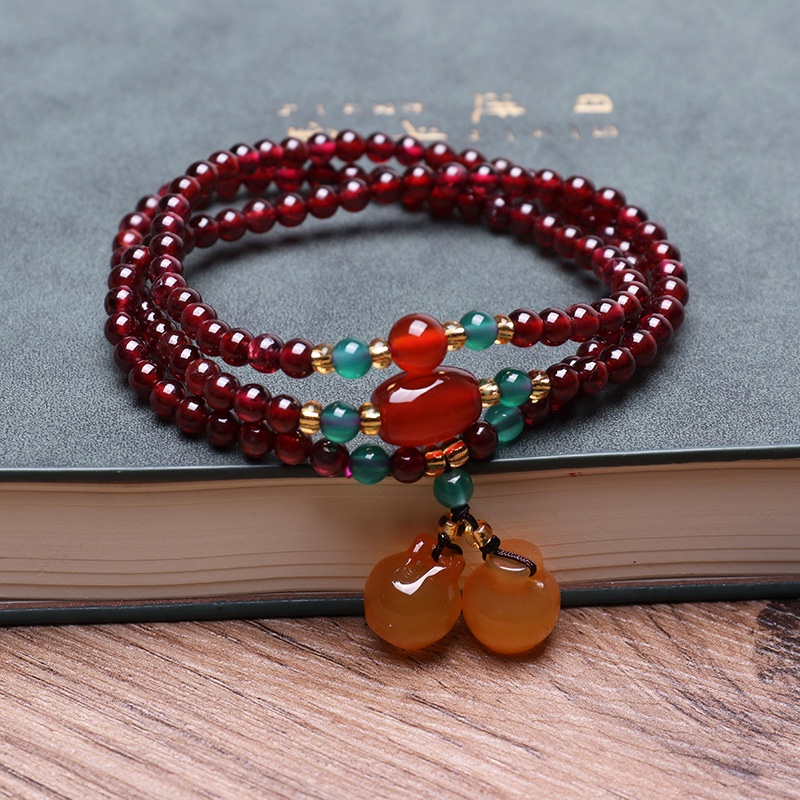 [Hàng Mới Về] Vòng Đeo Tay Ba Vòng Phong Cách Retro Đơn Giản Mặt Quả Táo