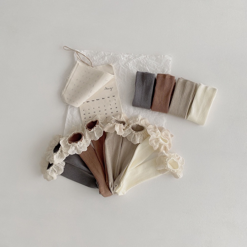 Set 4 Đôi Vớ Dài Qua Gối Bằng Vải Cotton Nhiều Màu Sắc Dành Cho Trẻ Em