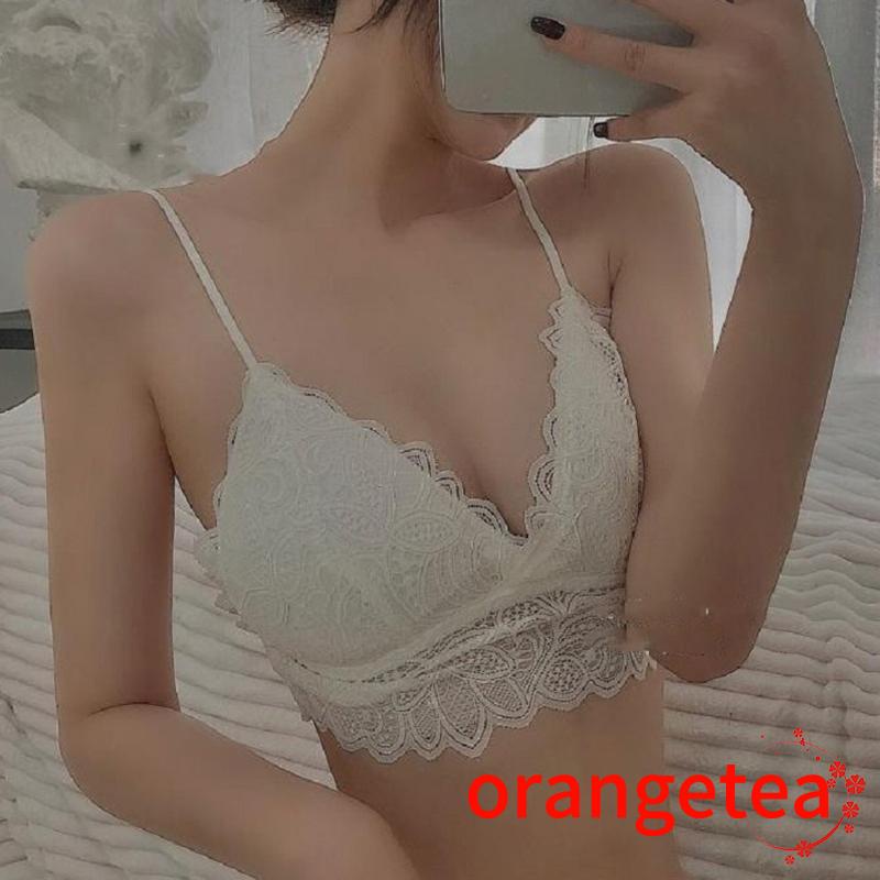 Áo lót màu trơn nâng ngực phối ren đơn giản ngọt ngào phong cách ngọt ngào dành cho nữ