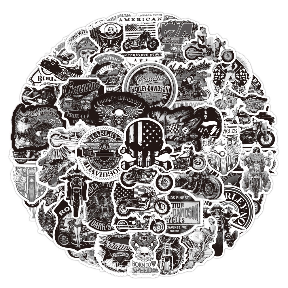 Set 50 Sticker Đầu Lâu Hoạt Hình Trang Trí Tủ Lạnh / Mũ Bảo Hiểm / Xe Mô Tô