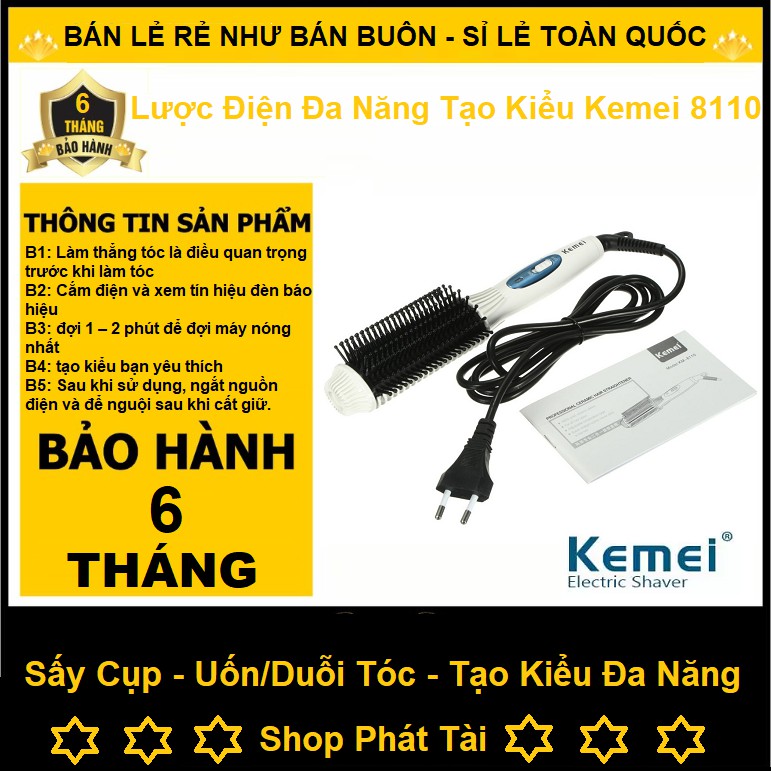 Máy Tạo Kiểu Tóc Kemei 8110 - Máy Uốn Tóc, Sấy Cạp Tạo Kiểu Tóc Đa Năng Chính Hãng Bảo Hành 6 Tháng