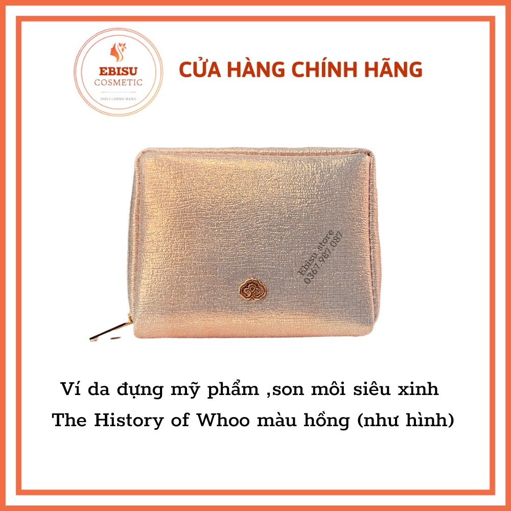Ví da đựng mỹ phẩm ,son môi siêu xinh The History of Whoo màu hồng