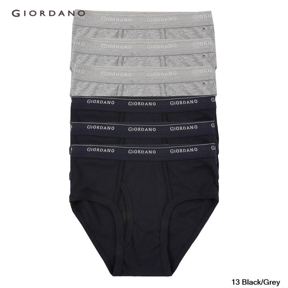 Set 6 quần lót màu trơn cổ điển cho nam GIORDANO 01177014