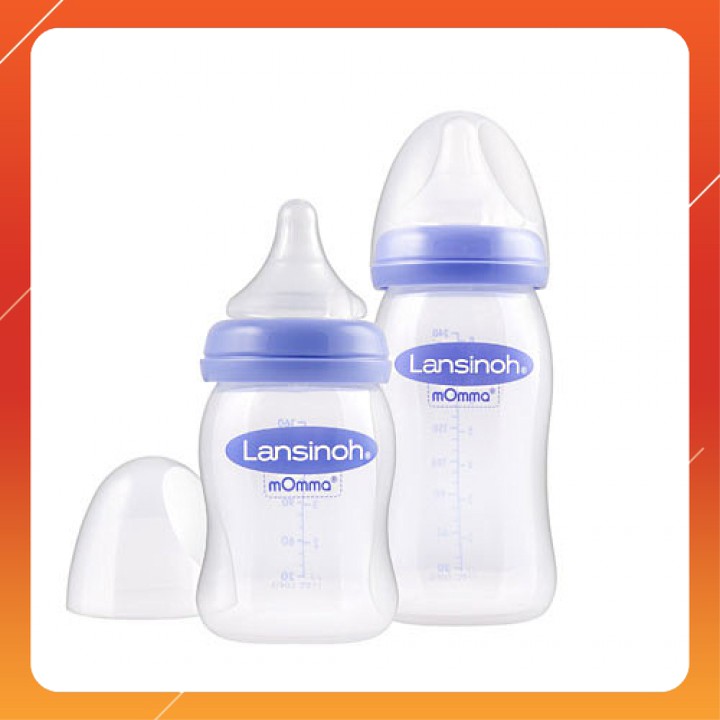 Bình Sữa Lansinoh Momma Dung Tích 160ml &amp; 240ml Đủ Size Núm