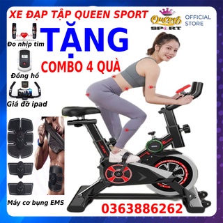 Xe đạp tập thể dục tại nhà 🎁 FREESHIP🎁 Xe đạp tập thể dục trong nhà Queen Sport X9 tải trọng 150kg, bánh đà 8kg, màu đen