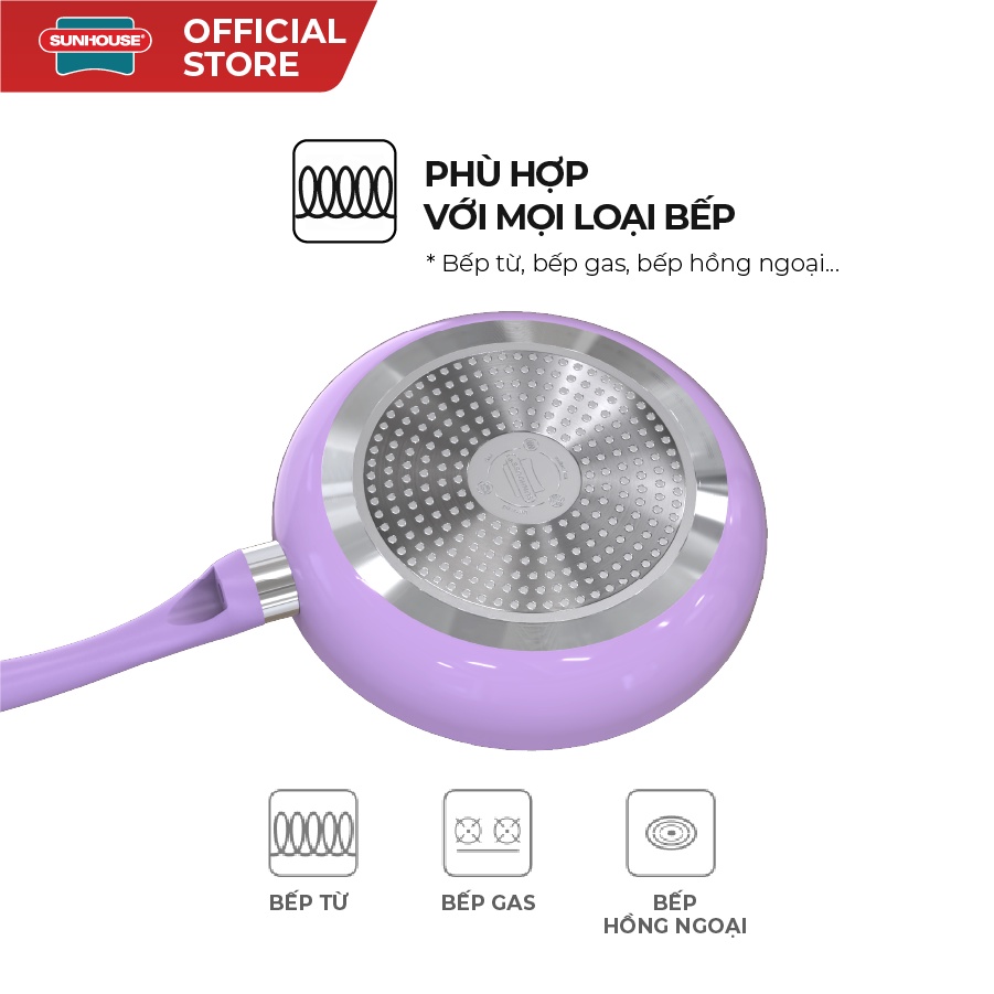 Bộ nồi chảo, cặp chảo, xửng, quánh chống dính đáy từ Violet SUNHOUSE