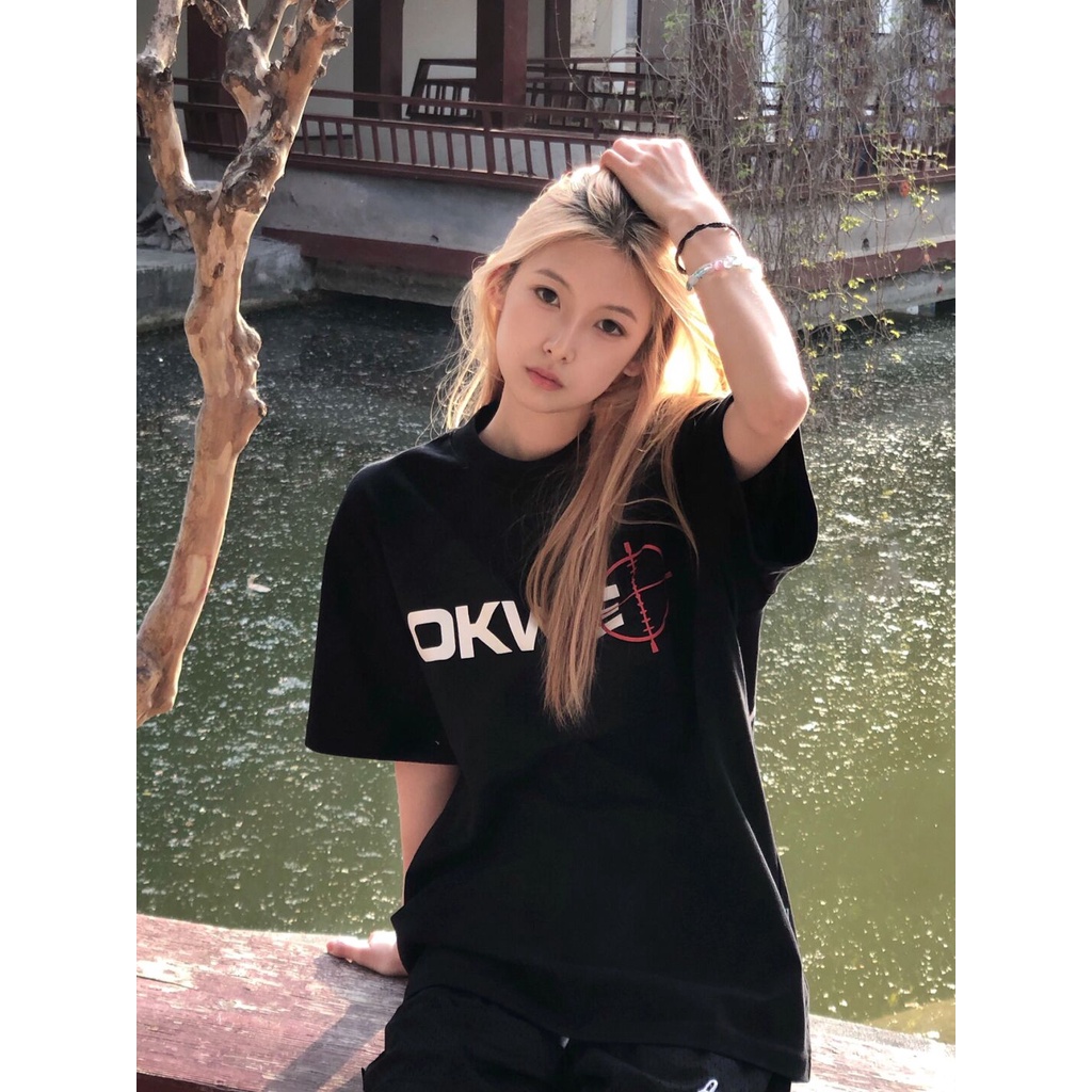 Áo thun XIAOZHAINV tay ngắn cổ tròn 2 màu sắc tùy chọn in chữ cái phong cách hip hop cổ điển năng động