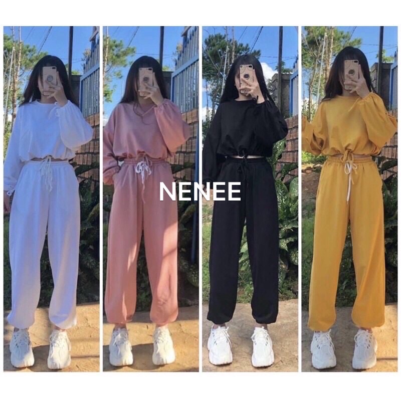 Sét bộ thể thao Unisex 💚quần jogger ống bom áo coptop💚 chất thun da cá ulzzang phong cách hàn quốc, NENEE