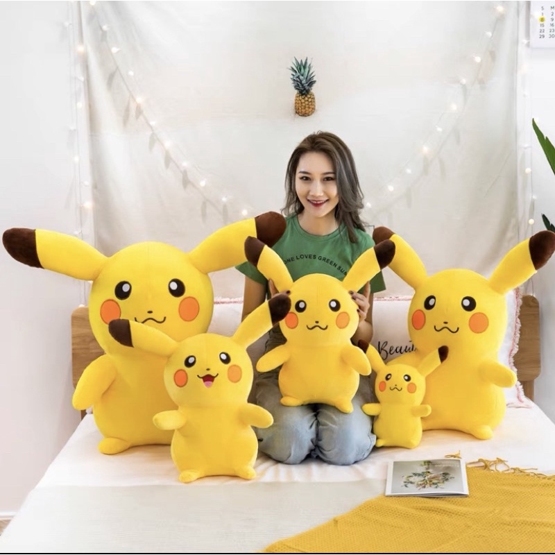 Gấu bông Pikachu ✨Freeship✨Gối ôm hình pikachu khổng lồ cho bé làm từ vải nhung lông mịn