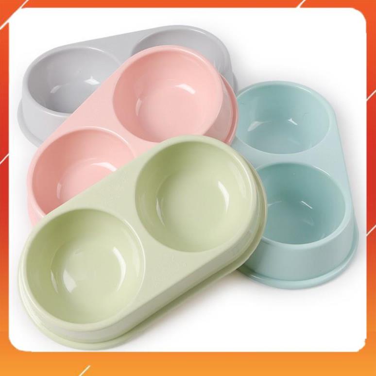 [Mã PET50K giảm Giảm 10% - Tối đa 50K đơn từ 250K] Bát đôi tròn cho chó mèo nhựa dẻo nhiều màu sắc