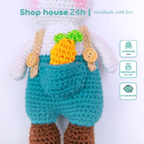 Thú bông móc len cao cấp cho bé - Gấu bông cute thỏ cà rốt quà tặng đồ chơi handmade nhồi bông