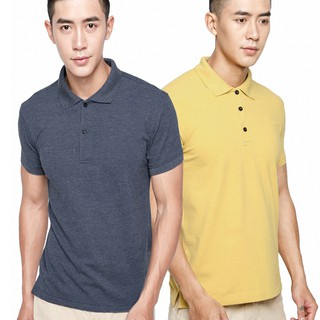 Combo 2 Áo thun nam, vải cá sấu, A09 (vàng, xanh đen)