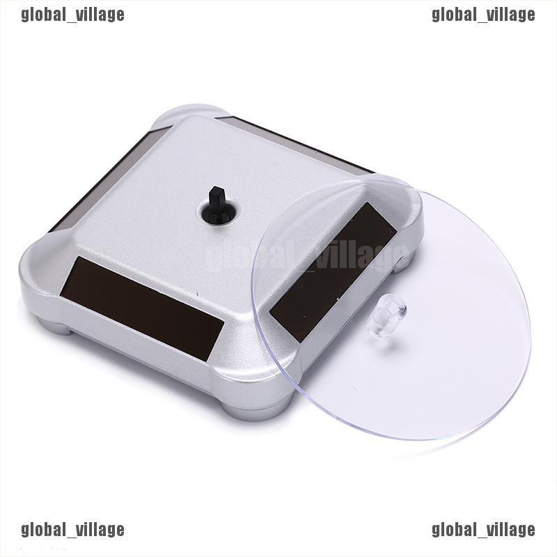 [global] solar power 360 rotating display stand turn table plate for jewelry watch [village]