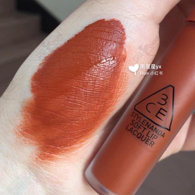 SON KEM LÌ 3CE Soft Lip Lacquer TAWNY RED - Cam gạch tôn da