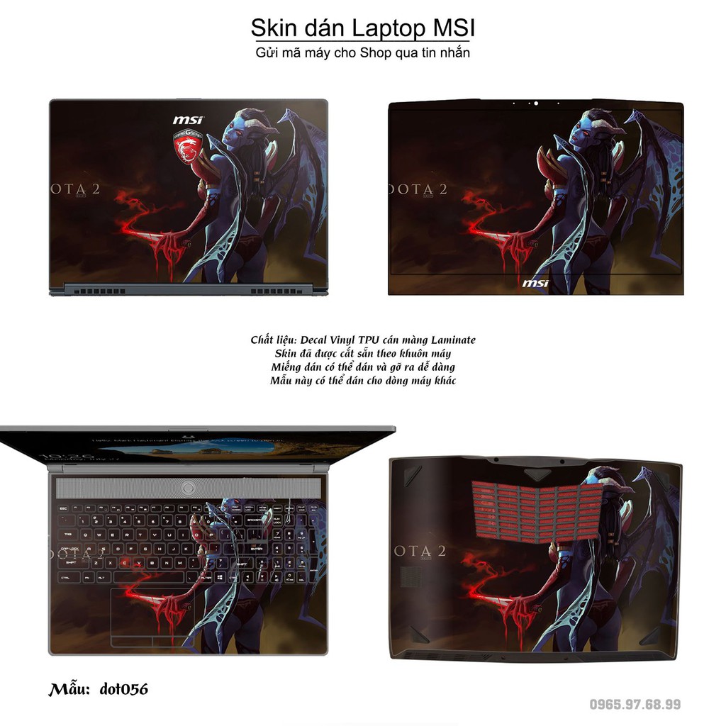 Skin dán Laptop MSI in hình Dota 2 nhiều mẫu 10 (inbox mã máy cho Shop)