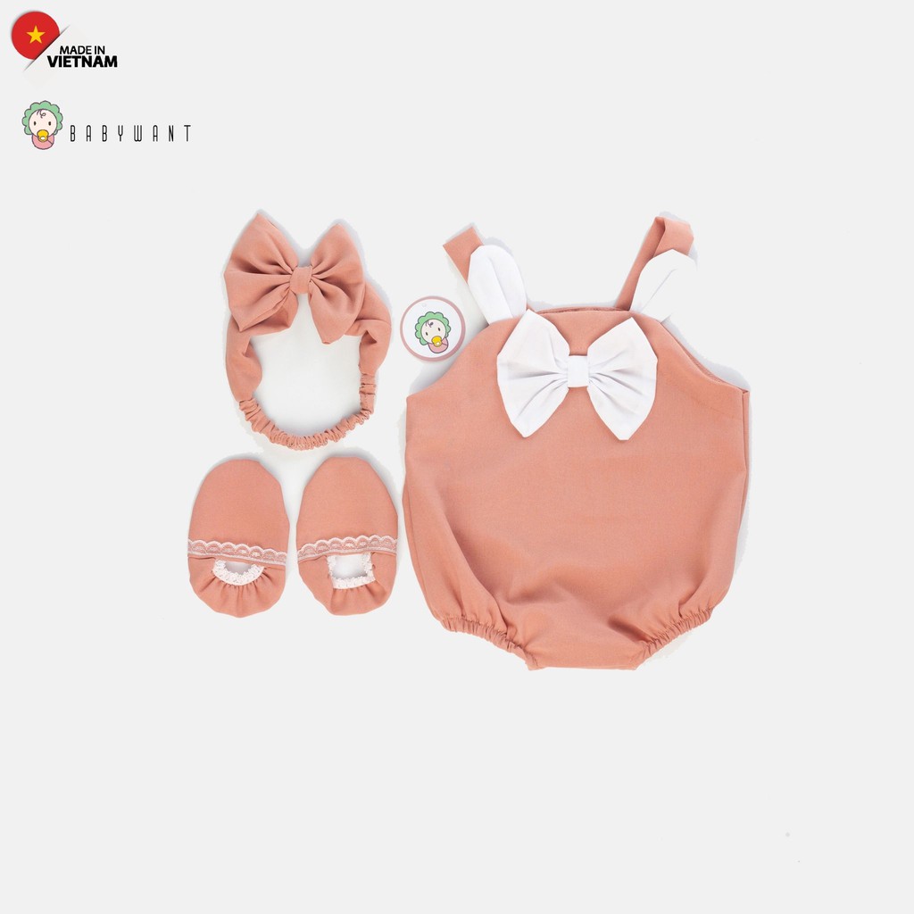 Sét đồ Jumpsuit cho bé gái, trẻ sơ sinh màu hồng BABYWANT