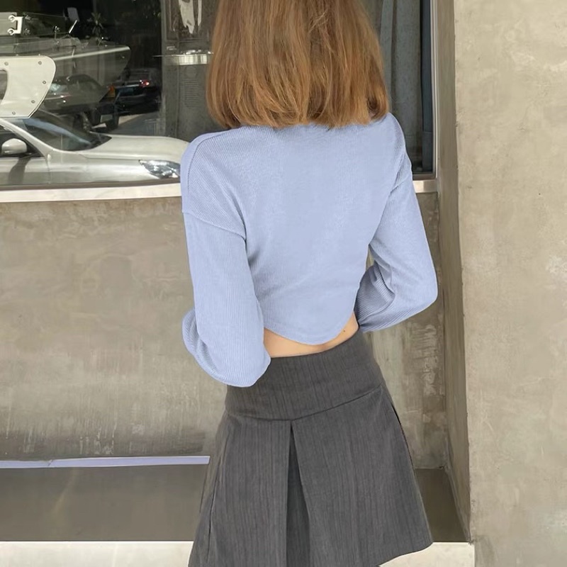 Áo Cardigan Croptop Tay Dài Khoá Kéo Sexy Tôn Dáng