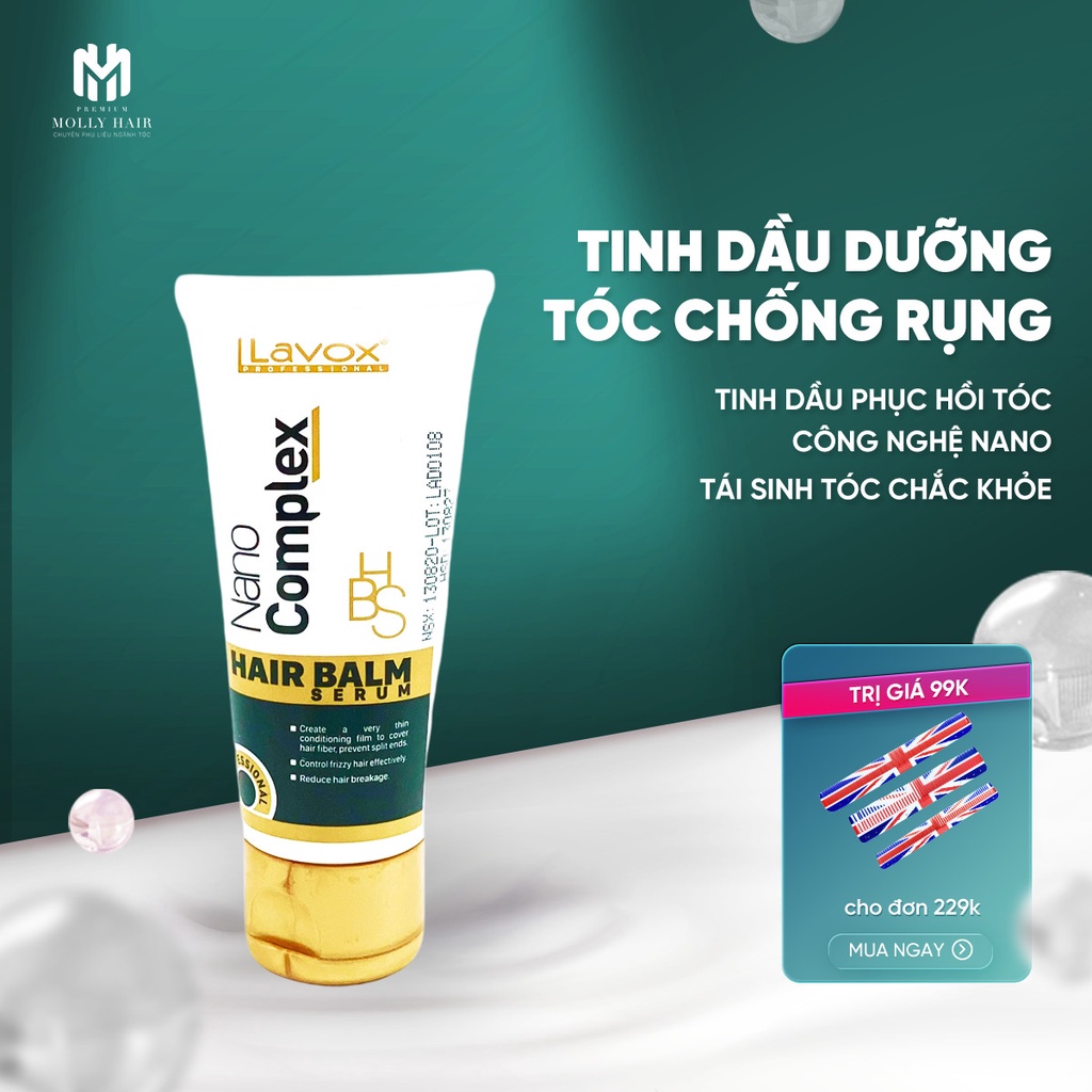 Serum dầu bóng dưỡng Mollyhair Nanocomplex, chống gẫy rụng tóc tái sinh tóc chắc khỏe siêu mềm mượt không gây bết  60ml