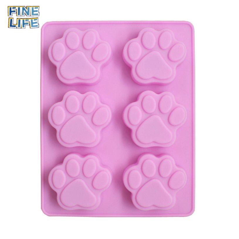 Khuôn Làm Bánh 6 Ô Hình Dấu Chân Mèo