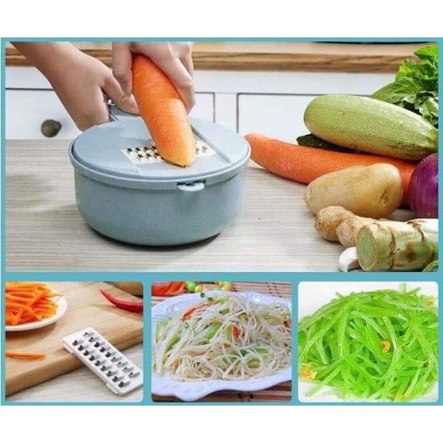 Bộ Nạo Rau Củ Quả Đa Năng 5 in 1 Kèm Rổ Chậu - Nhựa Cao Cấp