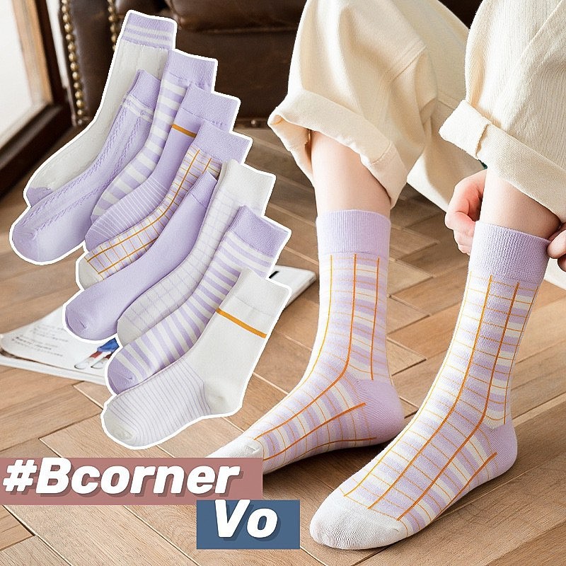 Vớ Cổ Cao Xanh Lá Và Tím