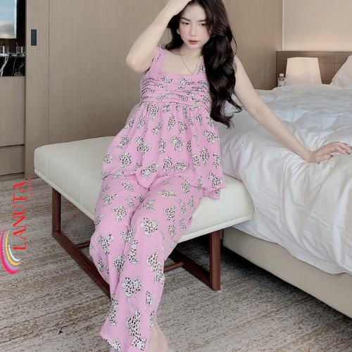 Đồ ngủ sexy nữ pijama 2 dây lụa bigsize cute mặc nhà dễ thương chất liệu mango cao cấp LANUTA