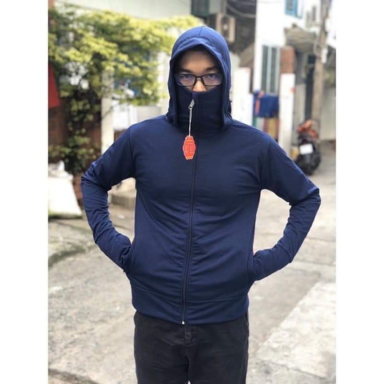 Áo khoác chống nắng nam khóa kéo cao che mặt, áo chống nắng nam vải kim cương thoáng mát | BigBuy360 - bigbuy360.vn