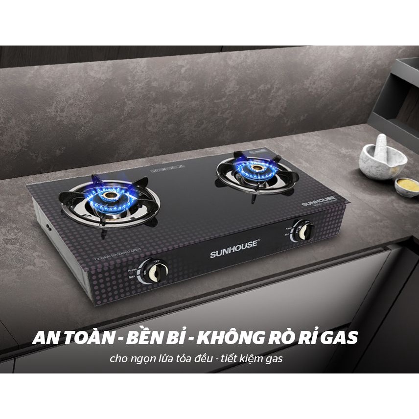 BẾP GAS DƯƠNG KÍNH SUNHOUSE SHB3366MT  chính hãng-Tặng dây gas- Hệ thống đánh lửa Magneto tạo tia lửa nhanh