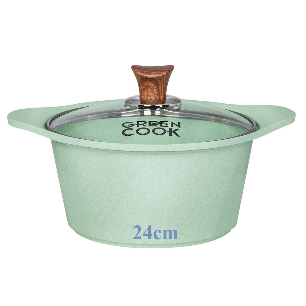 NỒI ĐUC MEN ĐÁ XANH NGỌC GREENCOOK 20-24CM (ĐÁY TỪ)