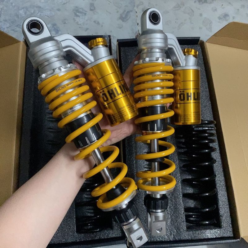 Phuộc nhún sau OHLINS bình dầu TĂNG CHỈNH THIỆT cho các xe AB  Novo 4 5 6 Impulse NVX PCX Dylan ...