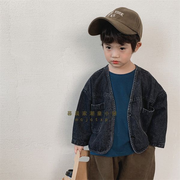 Áo Khoác Denim Phong Cách Retro Mùa Xuân Thu Mới Cho Bé Trai Và Bé Gái Dễ Phối Đồ