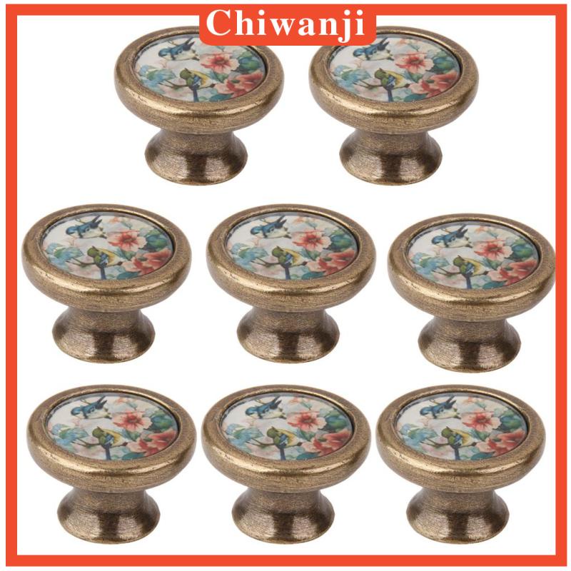Bộ 8 Tay Nắm Cửa Tủ Bằng Đồng Thau Hình Chim Hoa Cổ Điển