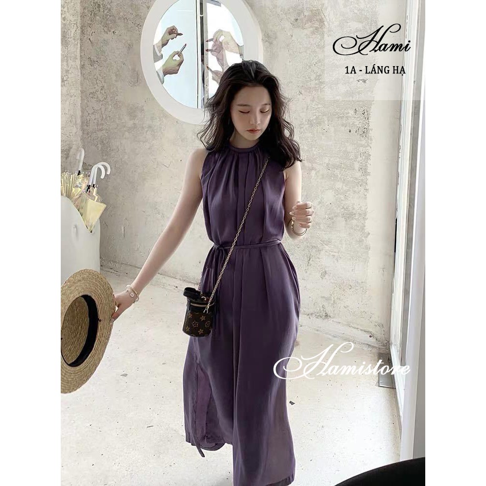 Đầm midi tím Hamistore V927