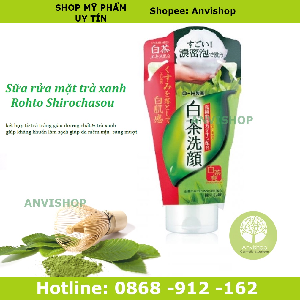 Sữa Rửa Mặt Trà Xanh Rohto Shirochasou Nhật Bản 120g