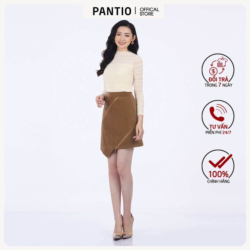 Chân váy ngắn chất liệu kaki dáng suông vạt lệch FJD5773 - PANTIO