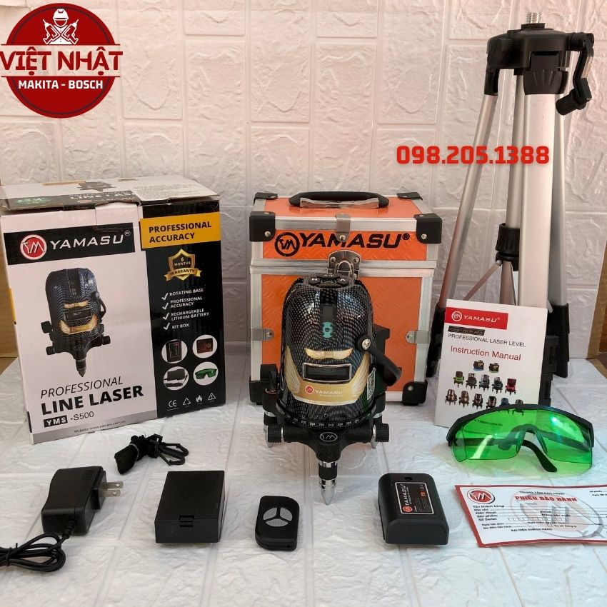 Máy bắn cốt, cân bằng laser YAMASU 606 phím cảm ứng, 5 tia xanh siêu mảnh, pin cài dung lượng 4400mah