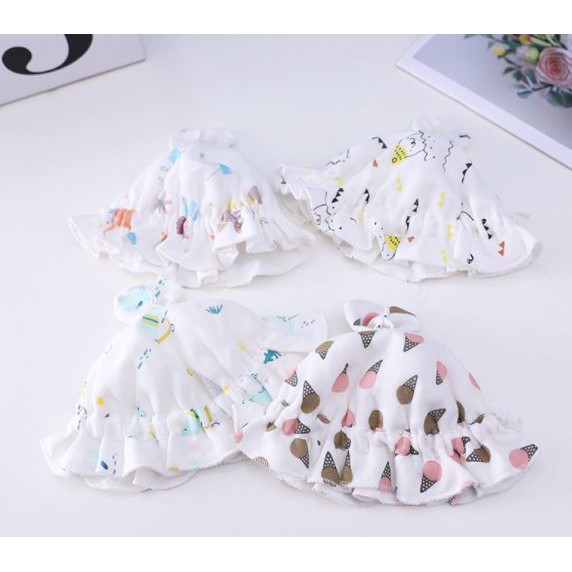 Mũ vành sơ sinh 100% cotton siêu mềm họa tiết đáng yêu bé gái
